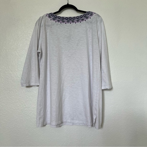2/$30 Talbots Cotton Embroidered Longline Tunic 3/4 Sleeve SZ 1X Plus - Picture 5 of 11